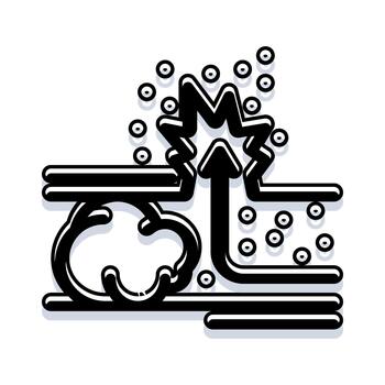 proceso Descompostura explotando sistema con hacia arriba flecha vector