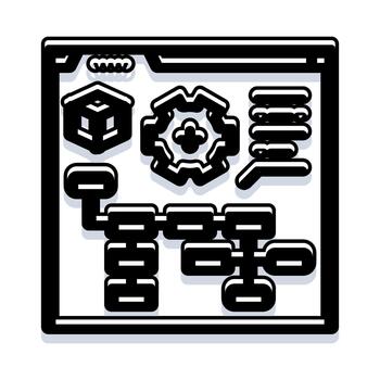 System analysis document displaying data flow and process development vector