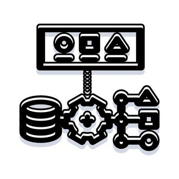 Data processing and analytics management system diagram vector
