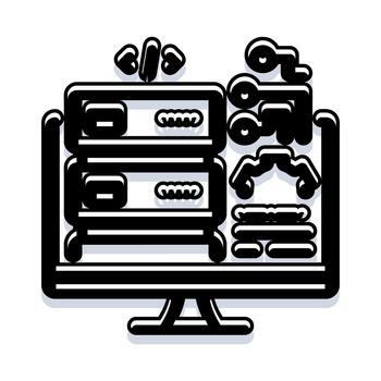 Server rack data storage and programming concept vector