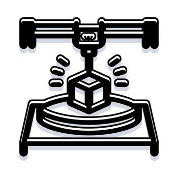 3d printer creating object using additive manufacturing technology vector