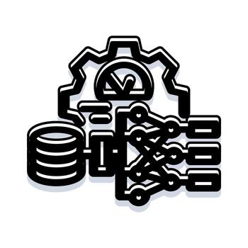 máquina aprendizaje artificial inteligencia datos Procesando icono vector