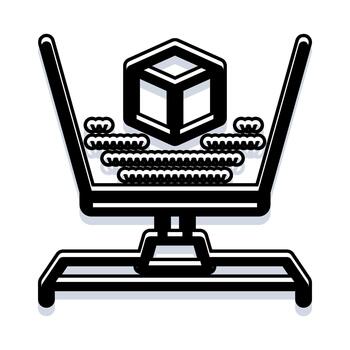 3d cube model processing on design software workstation vector