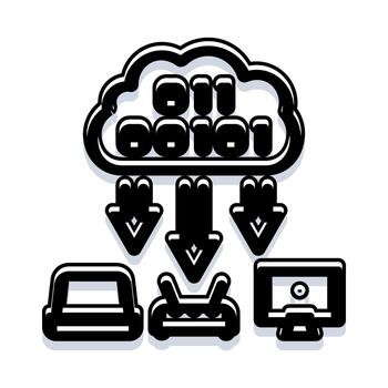 Cloud computing downloading binary data to multiple devices vector