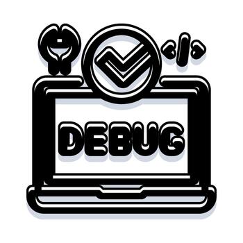 Debugging software development code on a laptop computer vector