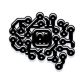 artificial inteligencia cerebro circuito tablero Procesando datos vector