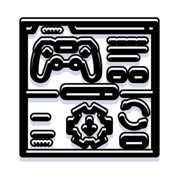 Game development interface with controller and gear settings vector
