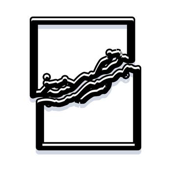 Abstract flowing waves breaking a rectangular frame vector