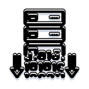 Server transferring data with binary code arrows vector