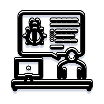 Developer debugging software bug icon illustration vector