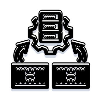 Database synchronization process with central server architecture vector