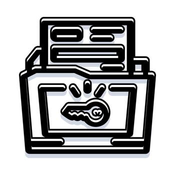Folder with key icon securing important document data vector