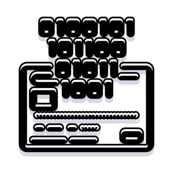 Financial data security with binary code on card vector