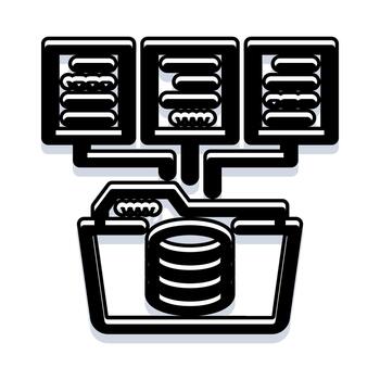 base de datos sincronizando información con almacenamiento carpeta vector