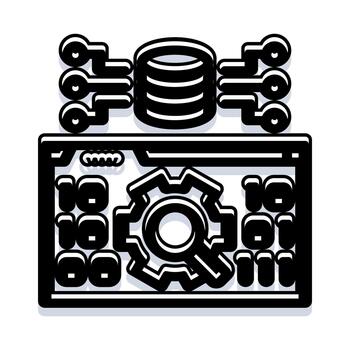 Database administration accessing data processing servers vector