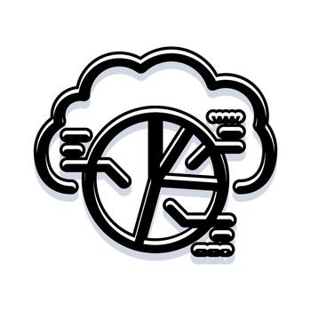 Cloud computing data analytics pie chart icon vector