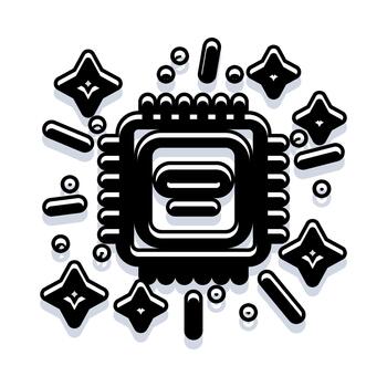 Computer microchip processing information and data flow vector