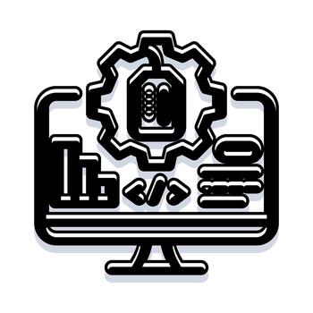 Software development process optimization on computer screen vector