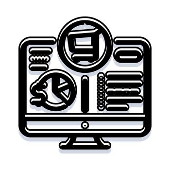 Computer screen displaying e commerce analytics dashboard vector