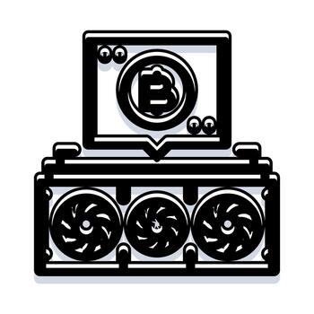 Cryptocurrency mining rig processing digital currency vector