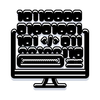 Computer screen displaying binary code digital programming vector