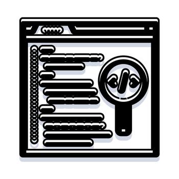 Web browser interface displaying coding and debugging concept vector