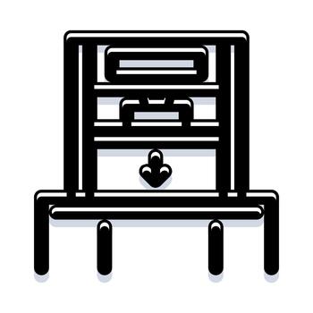 Server rack data storage down arrow icon vector