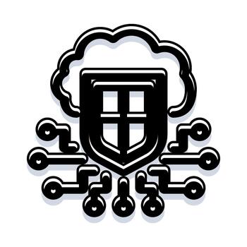 Cloud computing data shield protecting network security vector