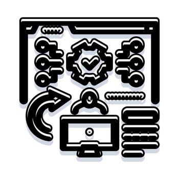 Systems analyst working on data security workflow vector