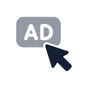 Simple Flat AD Button with Pointer Cursor Icon Graphic Element vector