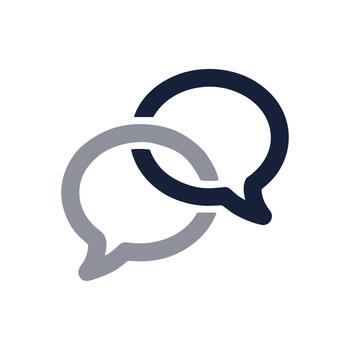 Simple Flat Two Interlocking Speech Bubble Shape Message Icon vector