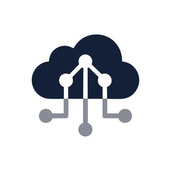Minimalist Flat Cloud Computing Connection Node Network System Icon vector