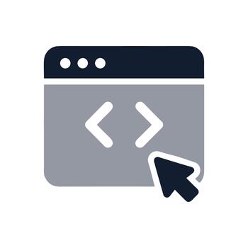 Flat Design Website Coding Browser Window with Cursor Arrow Icon vector