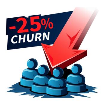 batir Velocidad disminución 25 por ciento con abajo flecha y usuario grupo saas retencion concepto vector