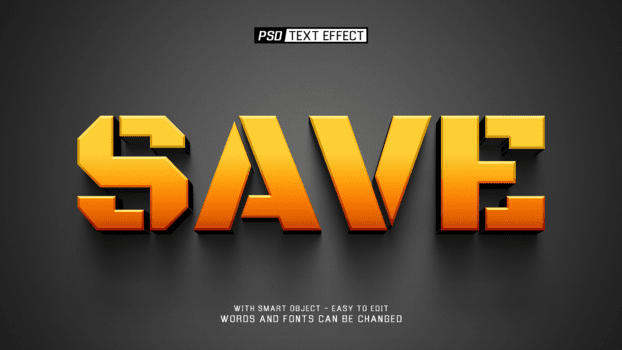 spara 3d redigerbar text effekt psd
