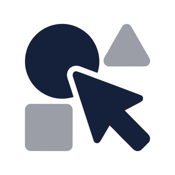 Simple Flat Design Arrow Pointer with Basic Geometric Shapes Icon vector