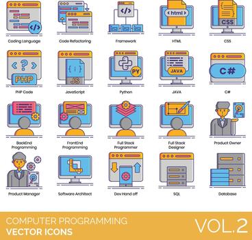 programming and coding icons collection vector
