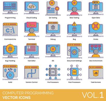 coding icons pack vector