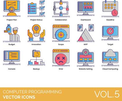 computer programming icons vector