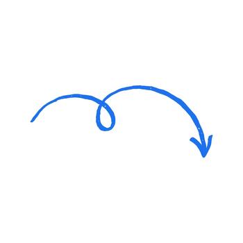 bucle hacia abajo flecha para disminución mano dibujado en un ilustración estilo vector