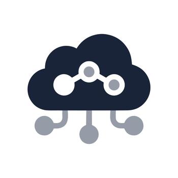 plano diseño nube informática red conexión nodo tecnología icono vector