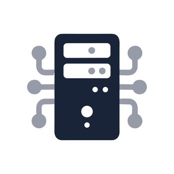 Simple Flat Design Server Rack Data System Computer Icon vector
