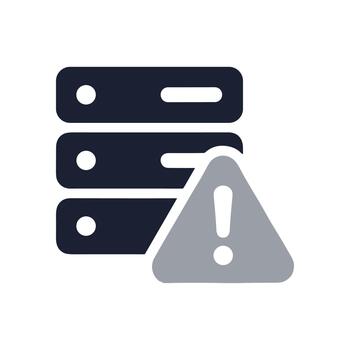 Flat Design Database Server Error Exclamation Point Triangle Shape Icon vector