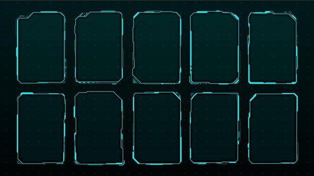 Futuristic HUD frames, future interface elements vector