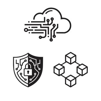 Cloud computing, security and encryption icons vector