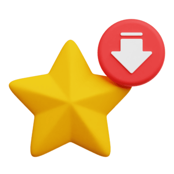 verringern Gold Star 3d Symbol isoliert auf transparent Hintergrund png