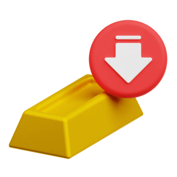 disminución oro bar 3d icono aislado en transparente antecedentes png