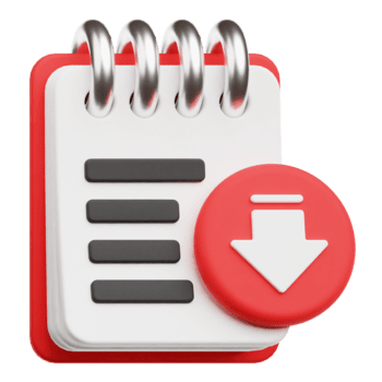 verringern Notizblock 3d Symbol isoliert auf transparent Hintergrund png