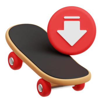 verringern Skateboard 3d Symbol isoliert auf transparent Hintergrund png