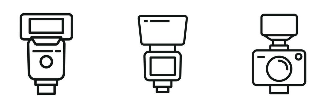 cámara destello icono conjunto vector